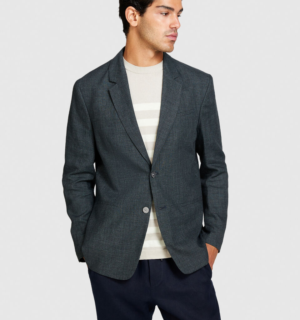 Single-breasted blazer in linen blend - men's blazers - Dark Gray | Sisley image number 4